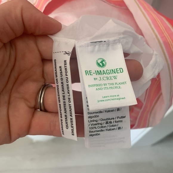 J.CREW NWOT Striped Squareneck Midi Dress Guava Spring Blossom - Size‎ 8 ruffles - Picture 9 of 16